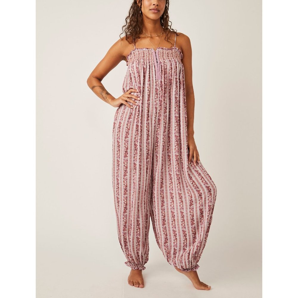Free People Rule The World Maxi Romper in Tulip Pink 🌷 Size Small 🌸 GUC